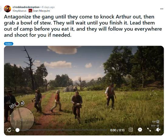 中玉束哈 《荒野大镖客2》惊现搞笑漏洞：亚瑟新增帮派保镖！